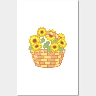 Yellow Summer Sunflower Basket Posters and Art